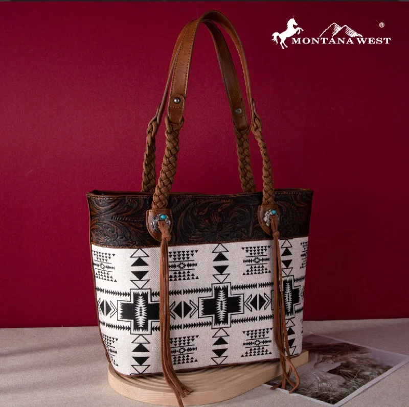 Montana West Braided Strap Aztec Tote Bag