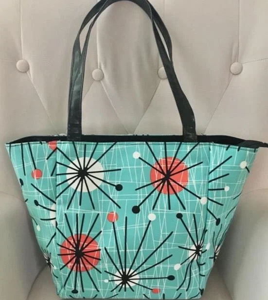 Turquoise Mint 50's Retro Sputnik Tote Handbag