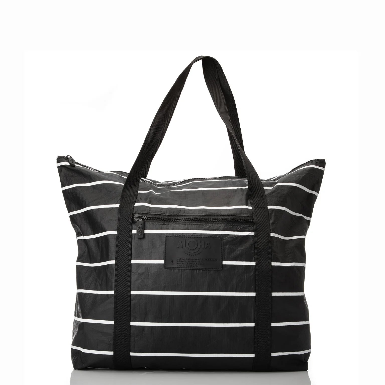 Aloha Zipper Tote | Pinstripe White/Black