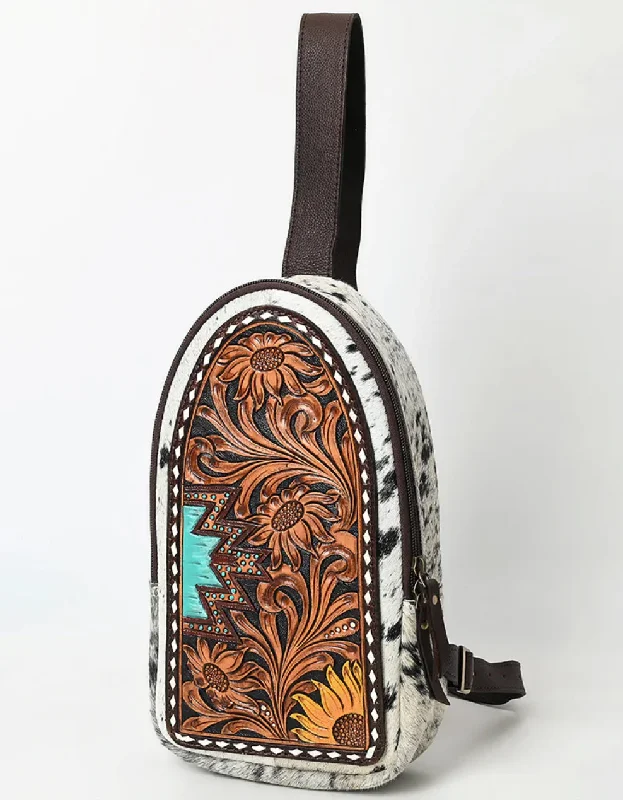 American Darling Hair on Hand Tooled Sling Bag