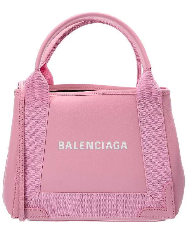 Balenciaga Navy Cabas XS Canvas & Leather Tote