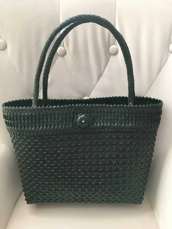 Basket Style Tote Bag in Black