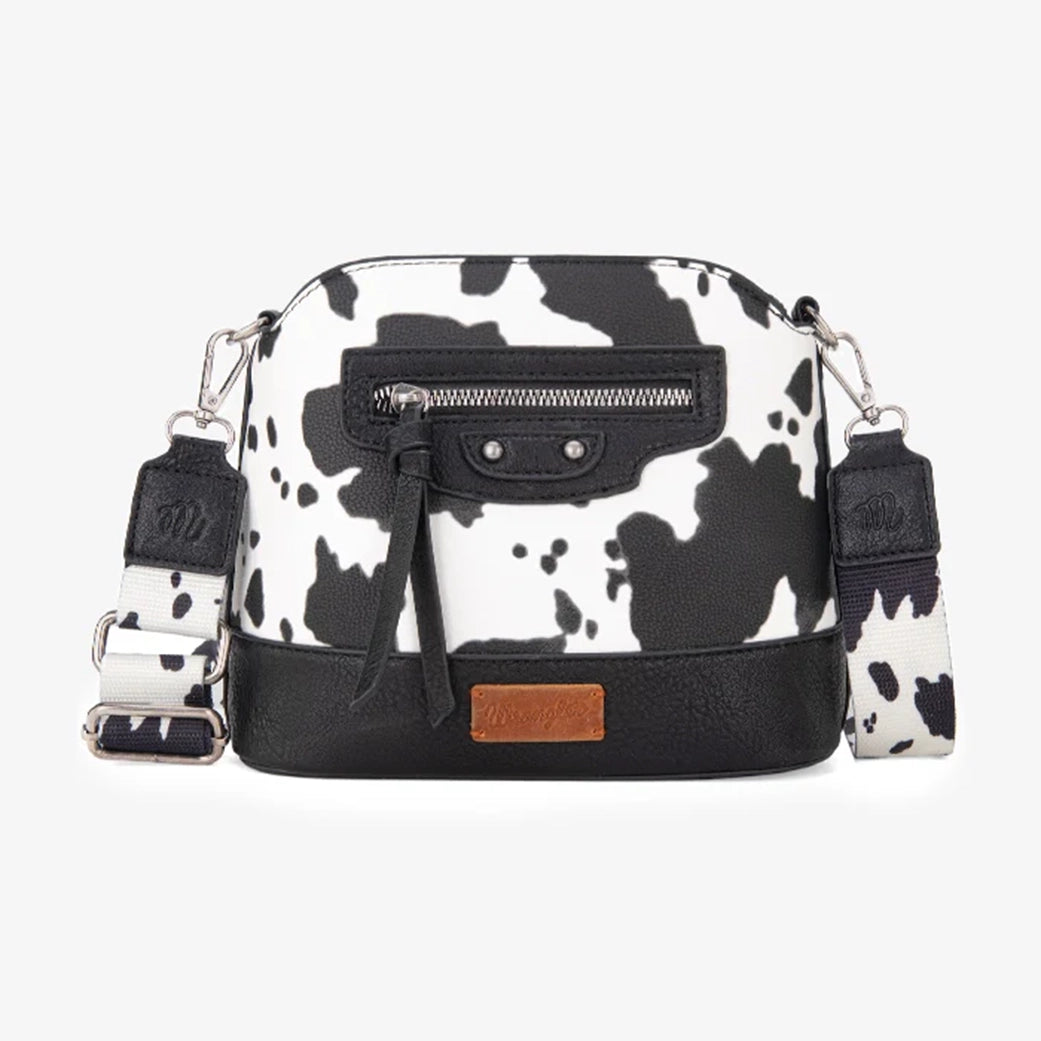 Montana West Wrangler Black Cow Print Crossbody