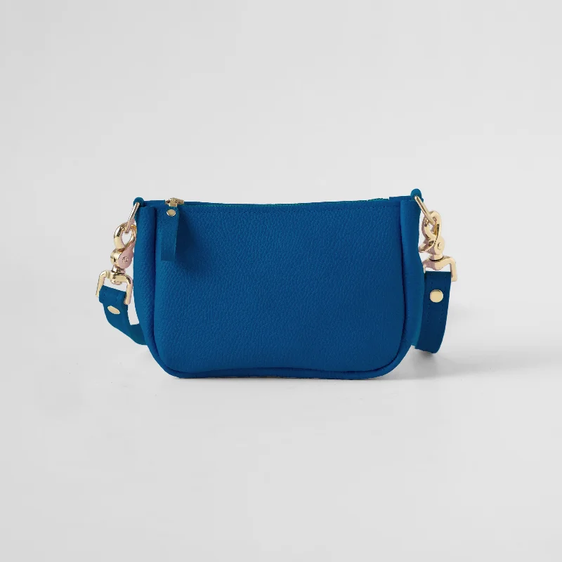 Blue Italian Pebbled Crossbody Bag