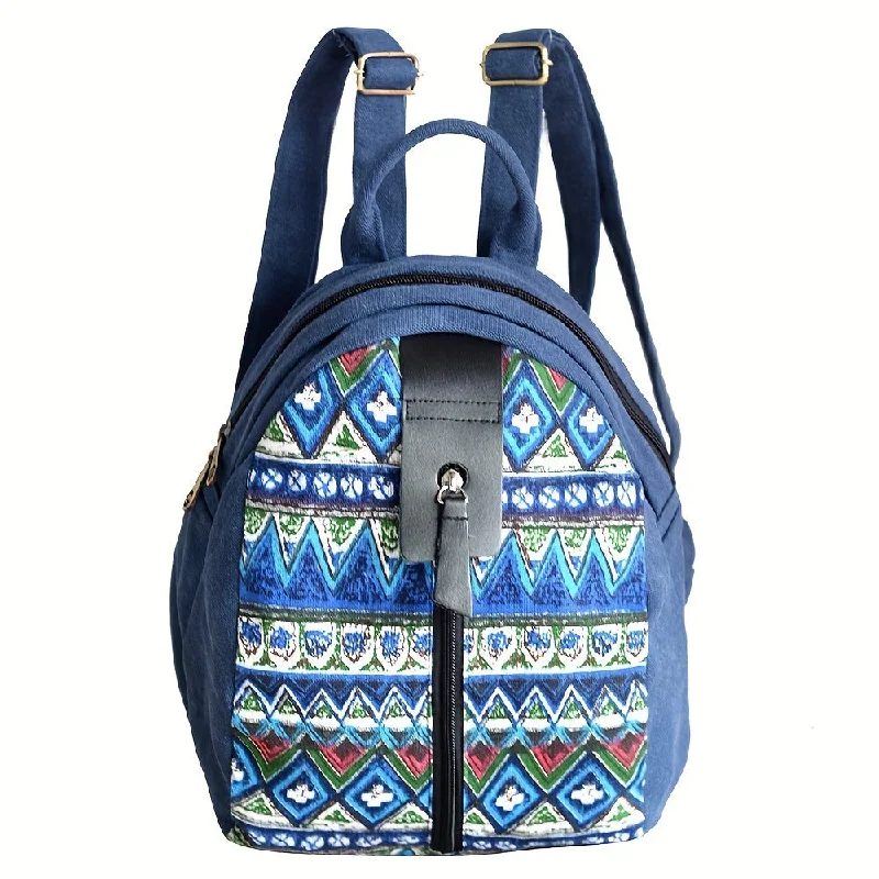 Boho Women's Canvas Backpack Purse Small Canvas Rucksack