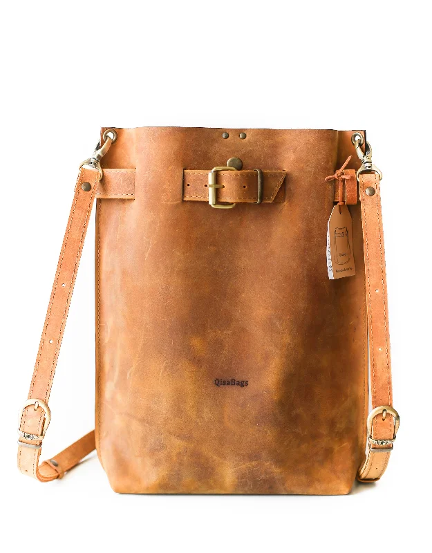 Coffee Brown Large Leather Backpack