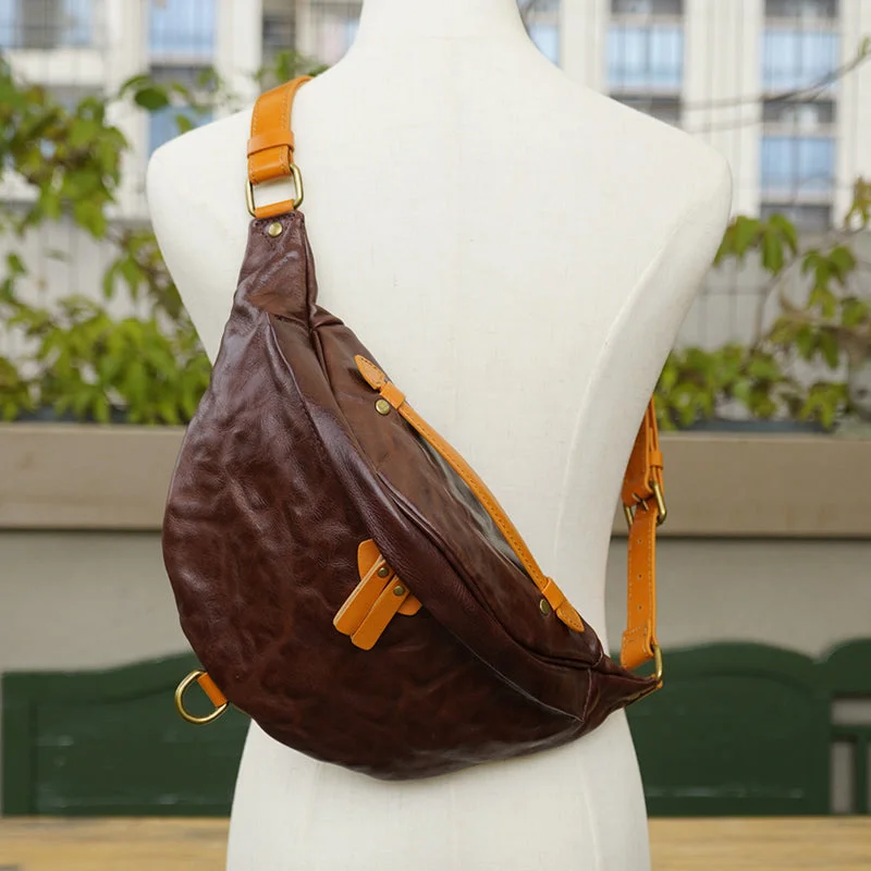 Cool Women's Chest Sling Bag Brown Leather Shoulder Bag