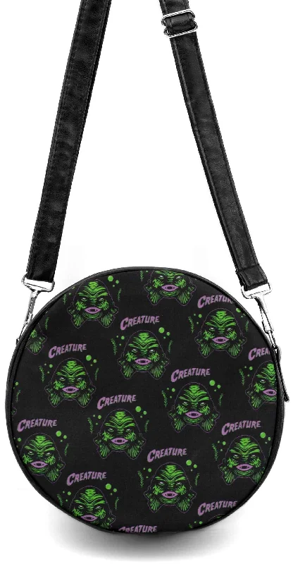 "Creature" Horror Print Crossbody Circle Bag