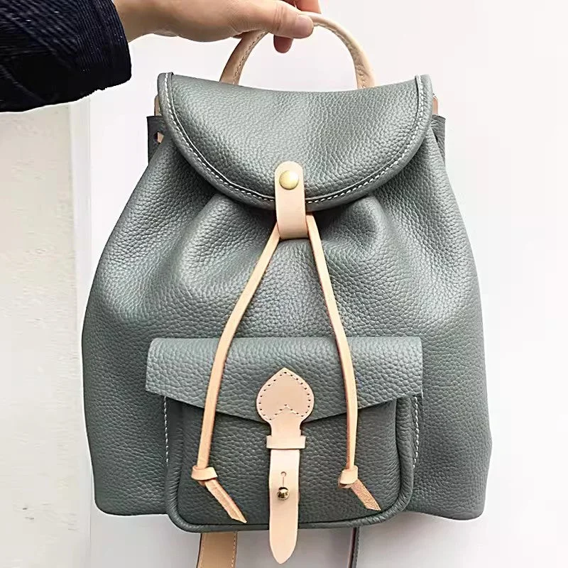 Cute Womens Lleather Rucksack Bag Leather Backpack Purse For Women