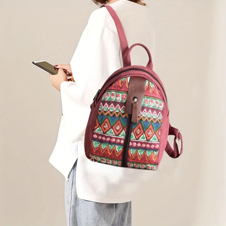 Ethnic Style Women's Small Canvas Rucksack Canvas Backpack