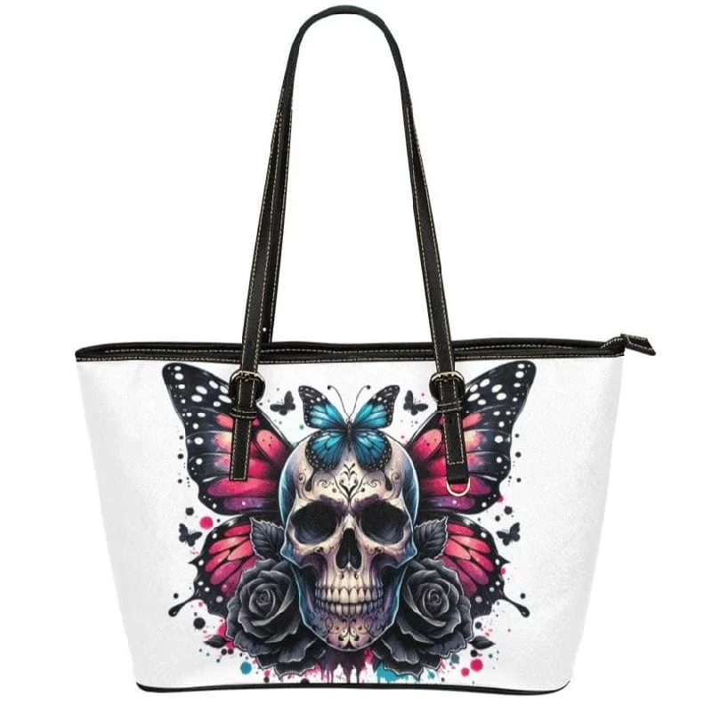 Gothic Butterfly Skulls Large Tote Bag