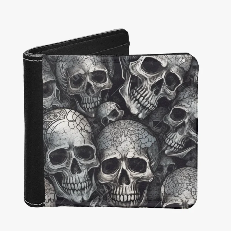 Gray Skulls Bifold Men's Wallet