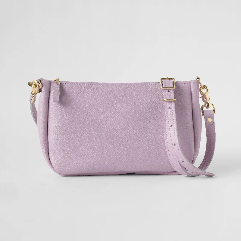 Lilac Italian Pebbled Crossbody Bag