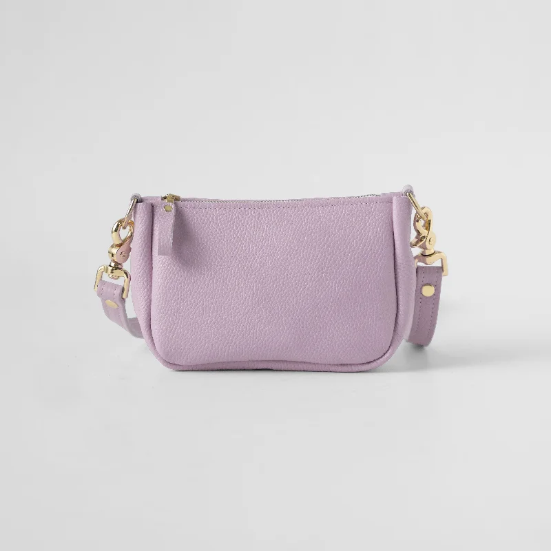 Lilac Italian Pebbled Crossbody Bag