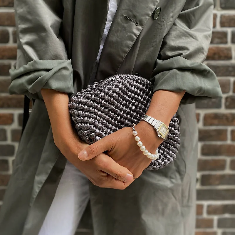 Hand Crafted Clutch Purse in Pretty Metallic Colors Organic Natural Paper Yarn