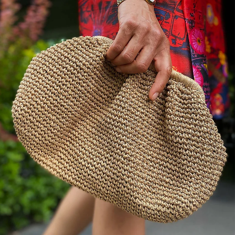 Hand Crafted Clutch Women's Purse Made From Organic Natural Paper Yarn