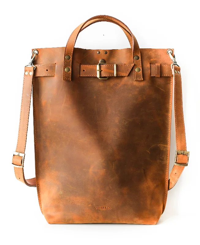 Men's Coffee Brown Leather Backpack