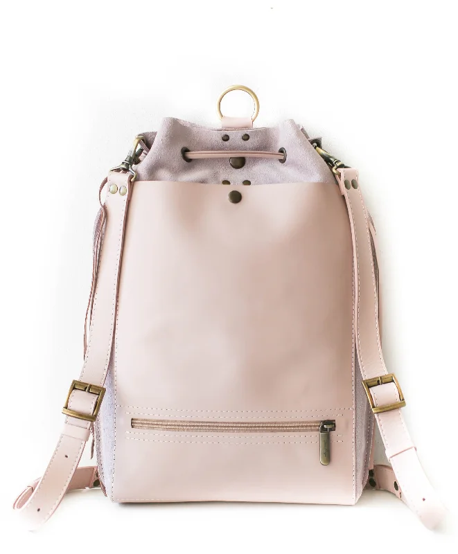 Pastel Pink Leather Backpack Purse