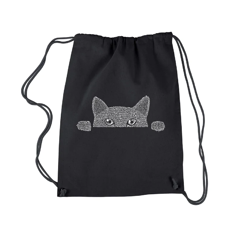 Peeking Cat  - Drawstring Backpack