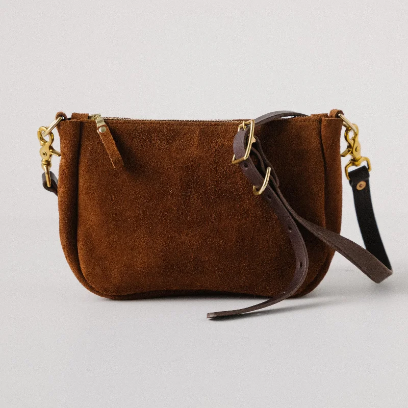 Roughout Dark Brown Bulldog Crossbody Bag