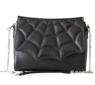 She's Wicked Spiderweb Crossbody Purse in Black