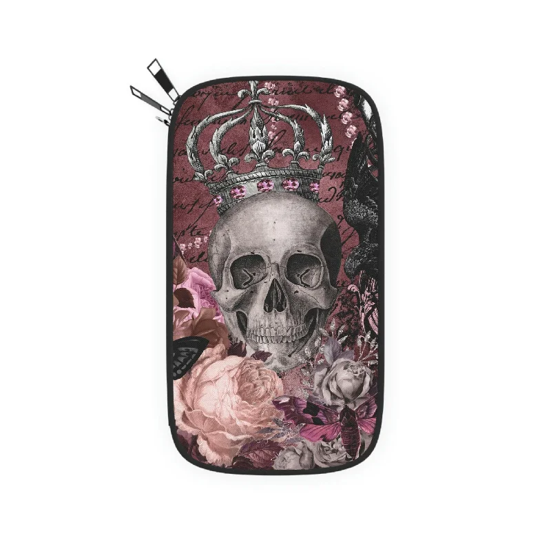 Skull Crown Floral Everyday Use or Passport Wallet