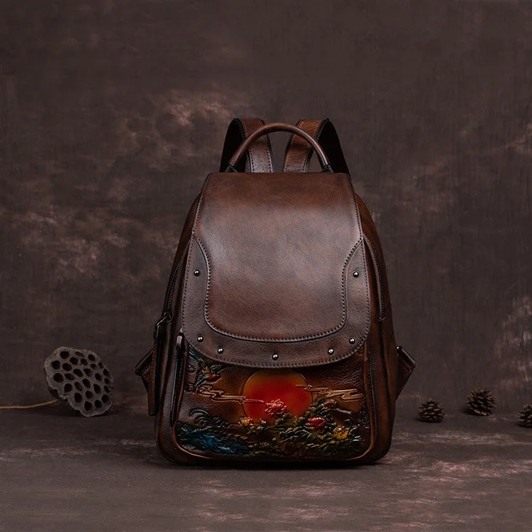 Small Leather Backpack Purse For Women Leather Rucksack Bag