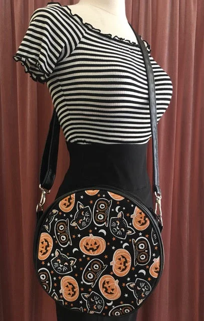 Trick or Treat Pumpkins & Cats Crossbody Circle Bag