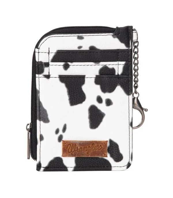 Wrangler Cow Print Mini Zip Card Case