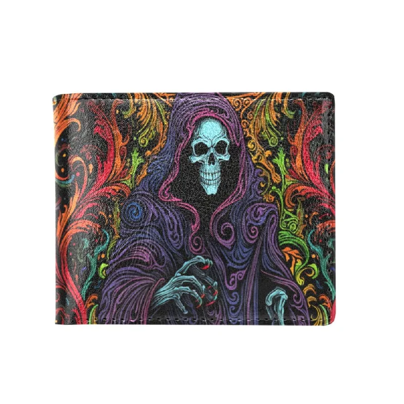 Vibrant Color Grim Reaper Bifold Wallet With Coin Pocket