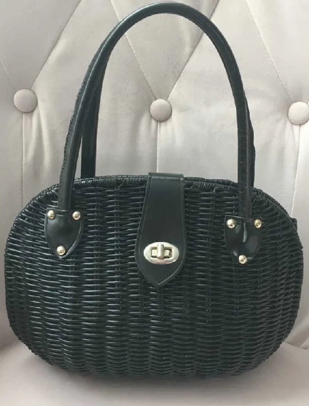 Vintage Black Wicker Handbag