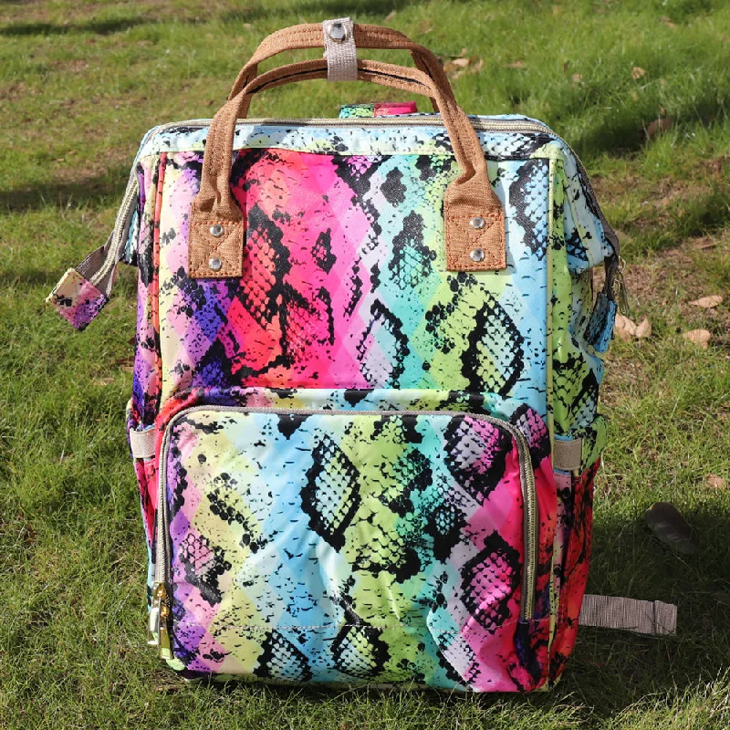 Wholesale OEM Factory Colorful Snake Design Maternity Mummy Bag Tote Handbag Waterproof Travel Diaper Bag For Mom Baby Care