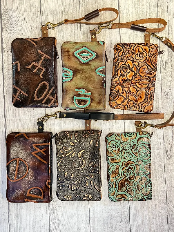 Small Leather Wristlet in Assorted Patterns