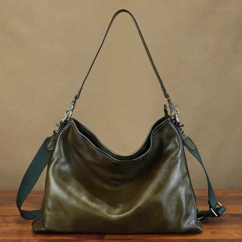 Womens Green Leather Tote Handbags Genuine Leather Handbags For Women