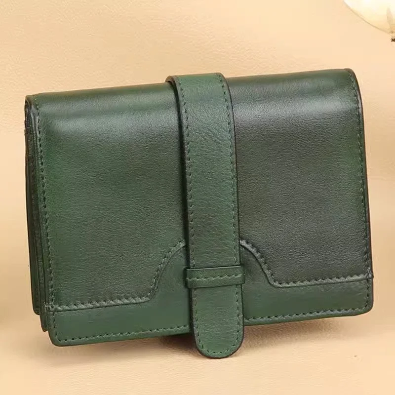 Womens Green Leather Wallet Ladies Small Leather Wallets For Ladies