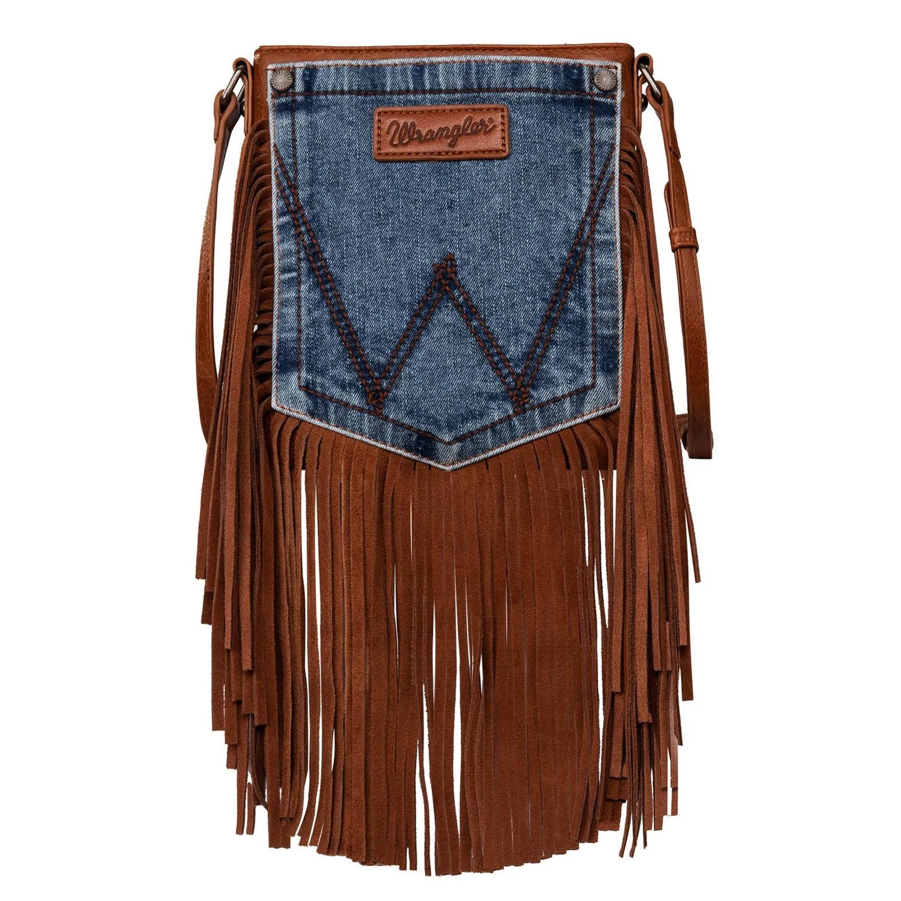 Wrangler Back Pocket Fringe Crossbody- Brown